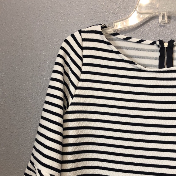 Anthro Green Envelope striped bell sleeve top Women's L zip back shirt blouse - Picture 3 of 9